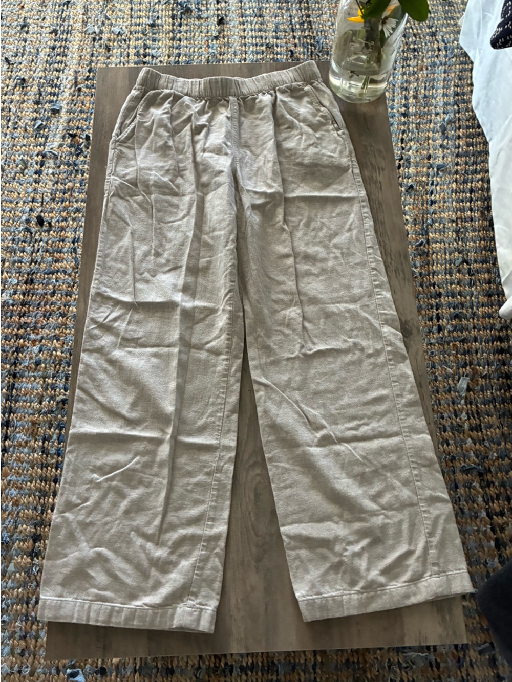 Women’s Casual Linen-Blend Pants in Light Beige